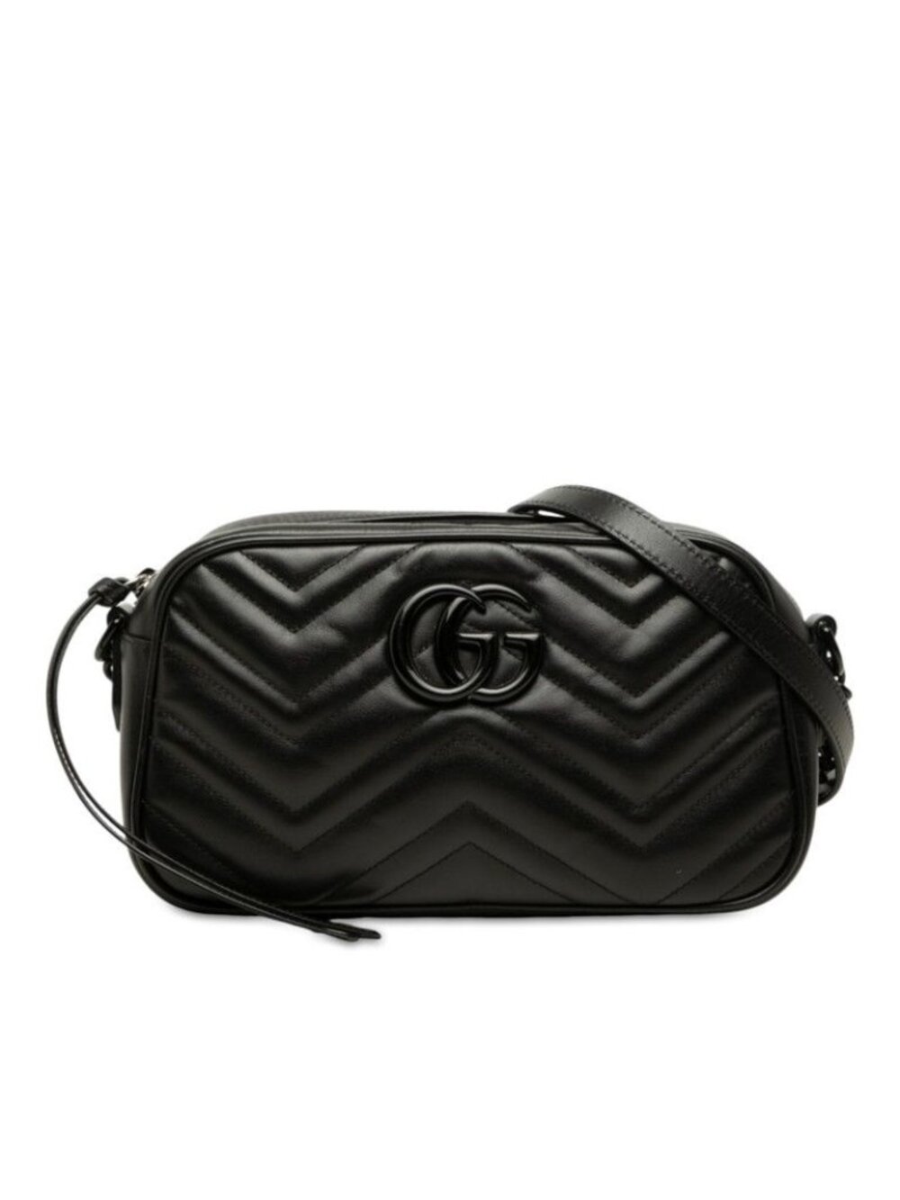 Gucci GG Marmont Crossbody Chain Shoulder Bag Black Leather